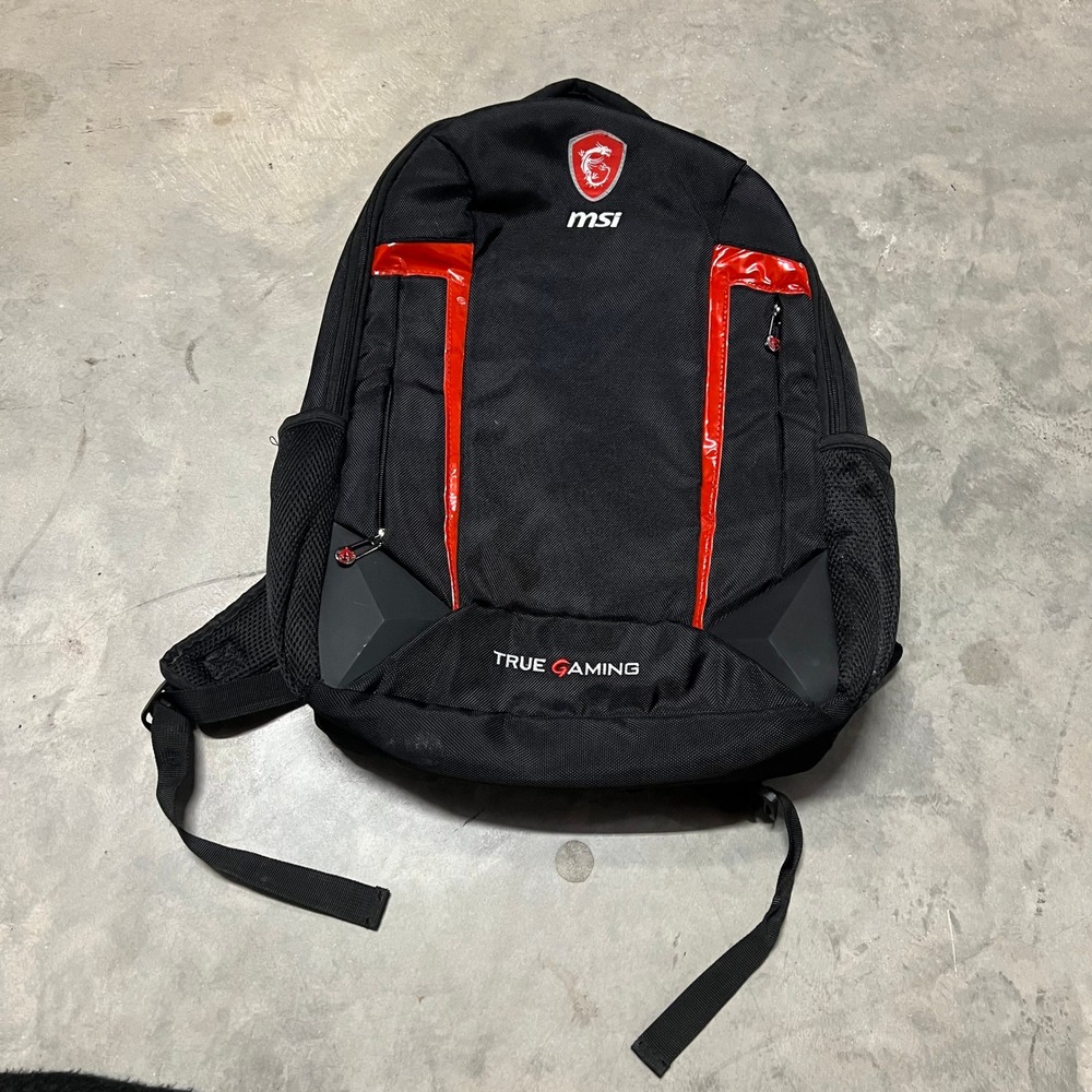 MSI True Gaming Laptop Backpack Black Red Travel Gaming Bag Canvas Padded